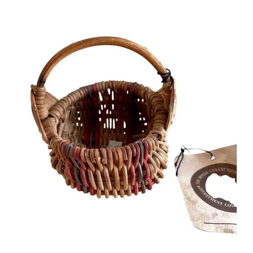 The Boyds Collection Ltd Vintage Miniature Buttock Basket Handmade Multicolor